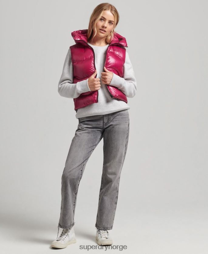 Superdry rosa klær 86P46D5505 shine quilt cropped polstret gilet kvinner
