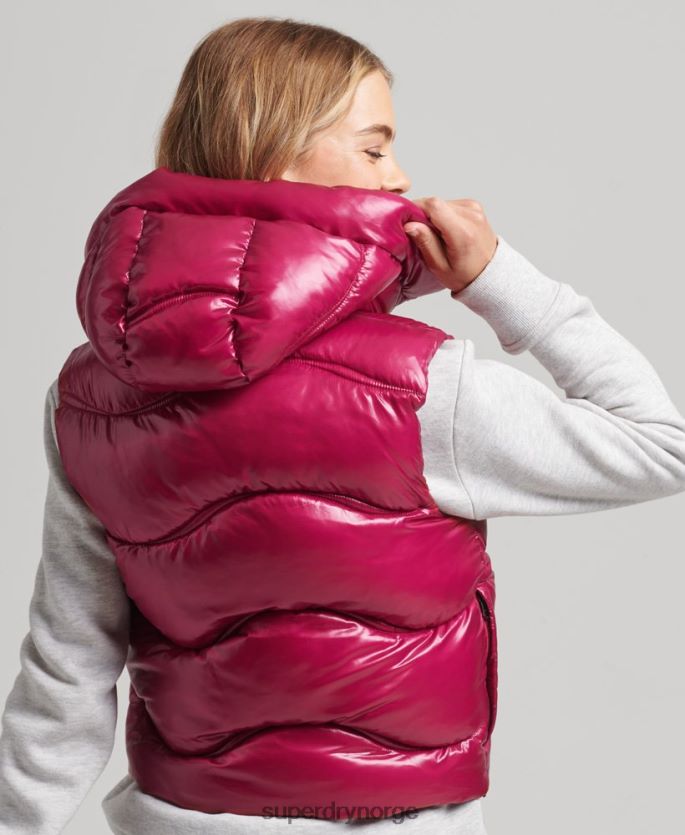 Superdry rosa klær 86P46D5505 shine quilt cropped polstret gilet kvinner