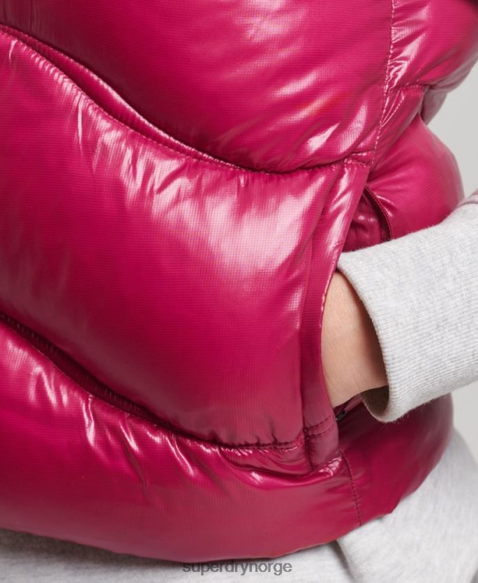 Superdry rosa klær 86P46D5505 shine quilt cropped polstret gilet kvinner