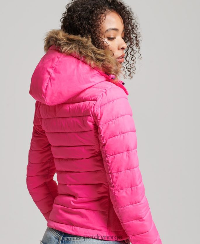 Superdry rosa klær 86P46D5720 fuji slim dobbel glidelåsjakke med hette kvinner