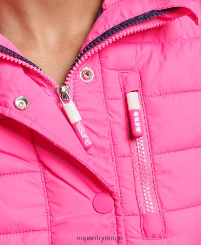 Superdry rosa klær 86P46D5720 fuji slim dobbel glidelåsjakke med hette kvinner