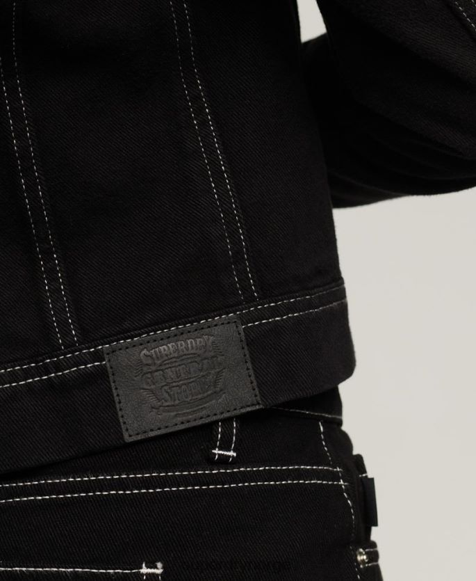 Superdry svart klær 86P46D2126 arbeidstøy cropped jakke kvinner