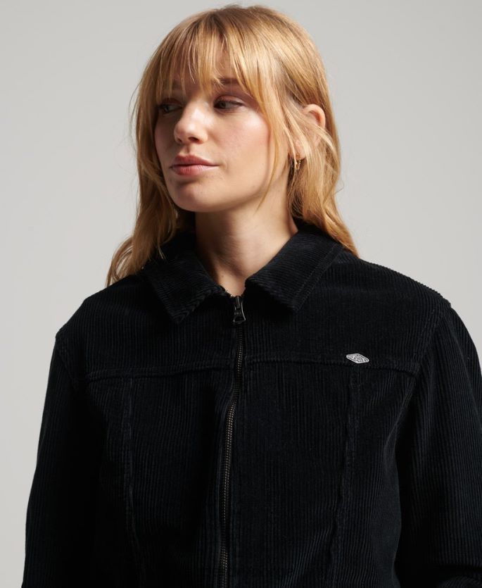 Superdry svart klær 86P46D3526 jakke med beskåret ledning kvinner