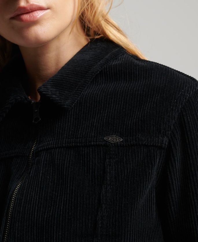 Superdry svart klær 86P46D3526 jakke med beskåret ledning kvinner