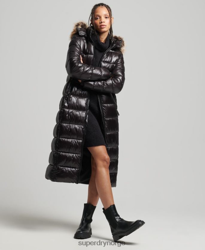 Superdry svart klær 86P46D3562 mountain fuji shine langlinejakke kvinner