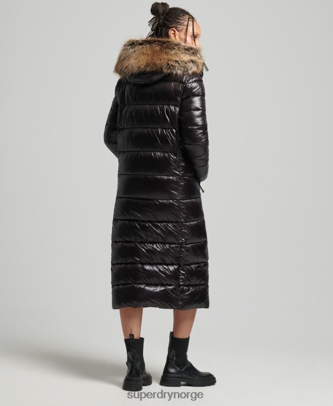 Superdry svart klær 86P46D3562 mountain fuji shine langlinejakke kvinner