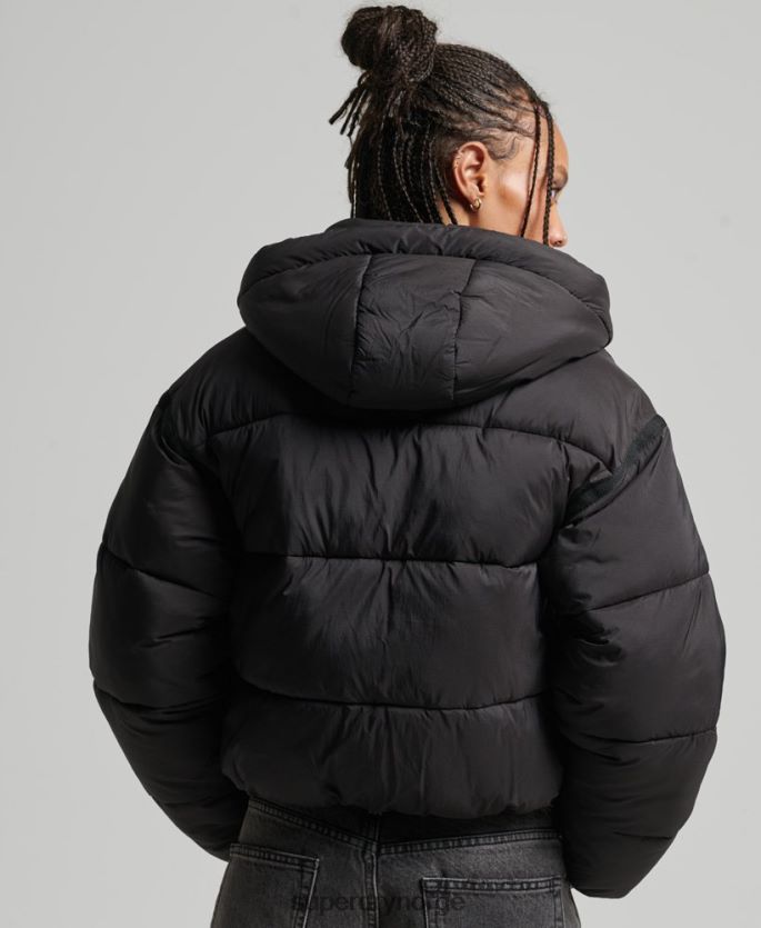 Superdry svart klær 86P46D3564 cropped cocoon puffer jakke kvinner