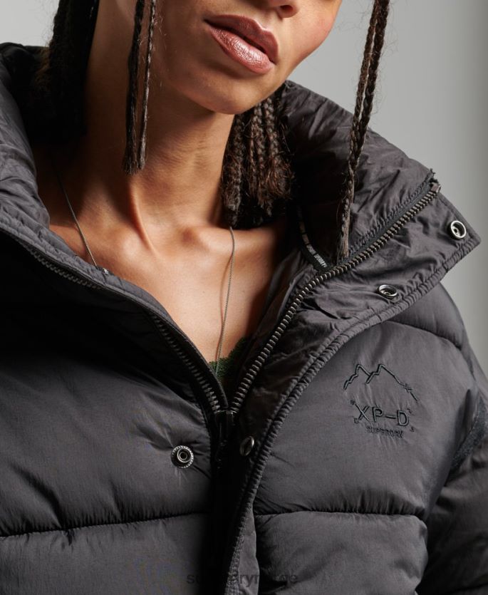 Superdry svart klær 86P46D3564 cropped cocoon puffer jakke kvinner