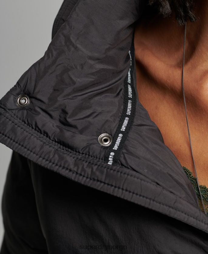 Superdry svart klær 86P46D3564 cropped cocoon puffer jakke kvinner