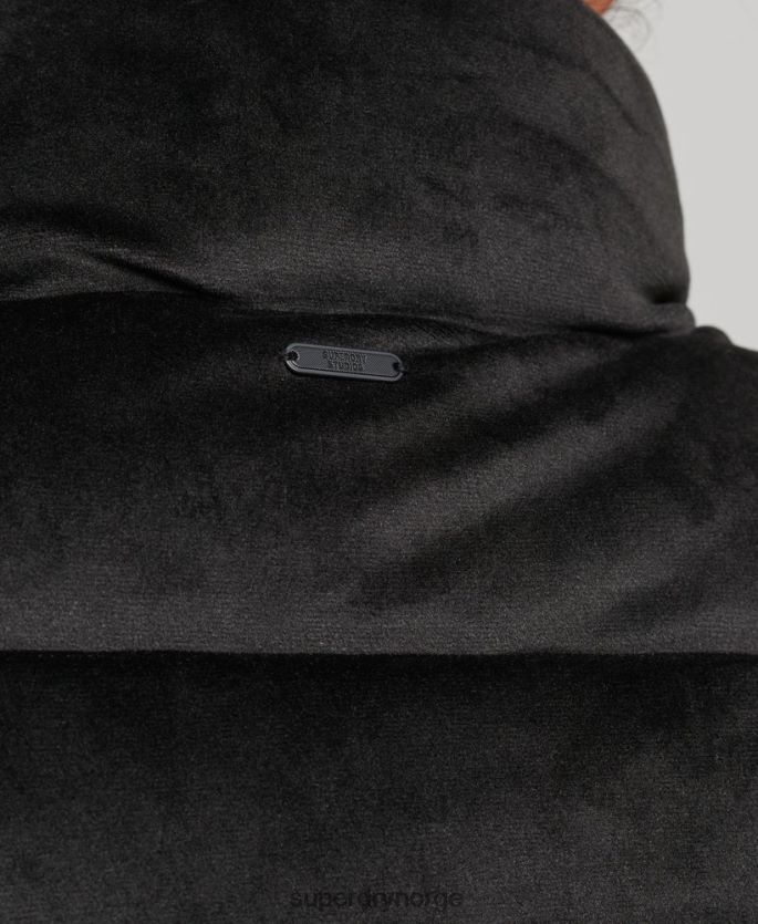 Superdry svart klær 86P46D3570 studios fløyelspolstret jakke kvinner