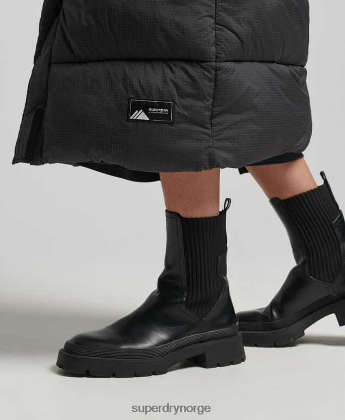 Superdry svart klær 86P46D3584 hette ripstop langline-gilet kvinner