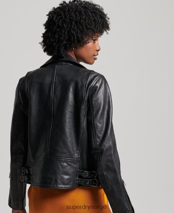 Superdry svart klær 86P46D3627 klassisk bikerjakke i skinn kvinner