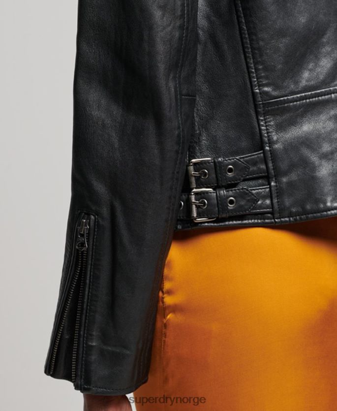 Superdry svart klær 86P46D3627 klassisk bikerjakke i skinn kvinner