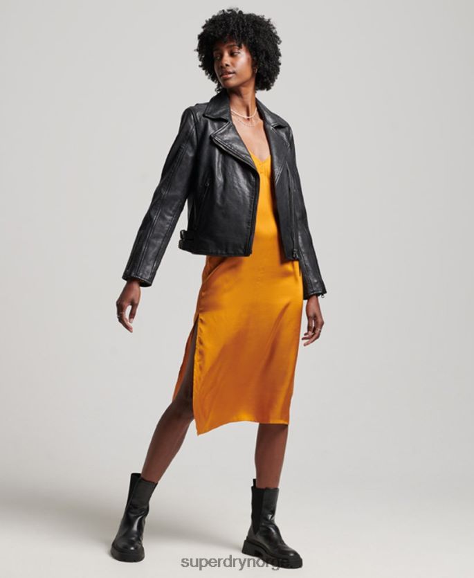 Superdry svart klær 86P46D3627 klassisk bikerjakke i skinn kvinner