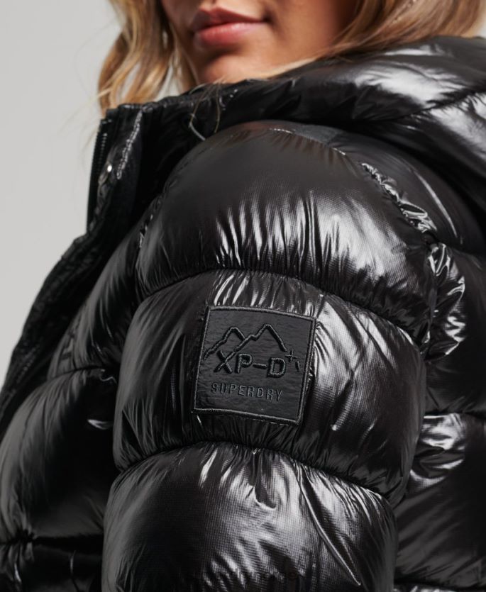 Superdry svart klær 86P46D3634 shine sportsjakke med hette kvinner