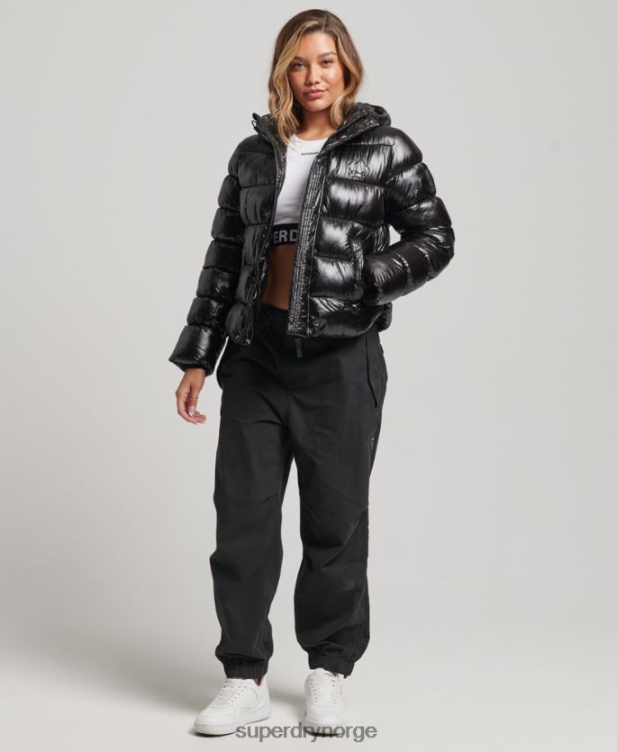 Superdry svart klær 86P46D3634 shine sportsjakke med hette kvinner