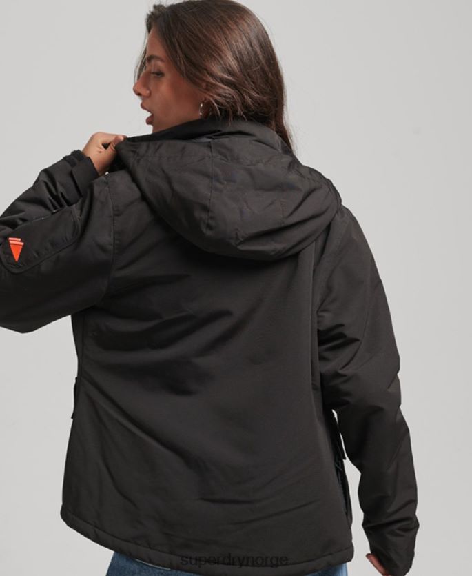 Superdry svart klær 86P46D3665 ultimate sd-vindjakke med hette kvinner