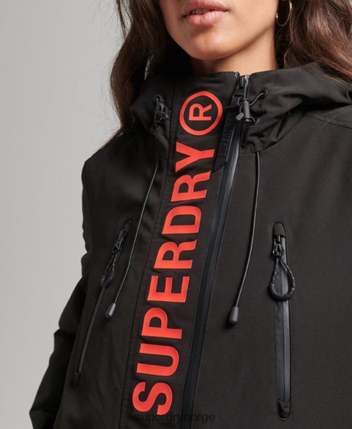 Superdry svart klær 86P46D3665 ultimate sd-vindjakke med hette kvinner