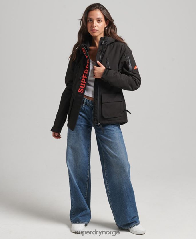 Superdry svart klær 86P46D3665 ultimate sd-vindjakke med hette kvinner