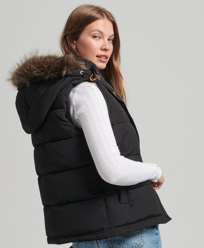 Superdry svart klær 86P46D3677 everest faux pels gilet kvinner