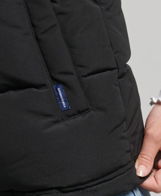 Superdry svart klær 86P46D3677 everest faux pels gilet kvinner