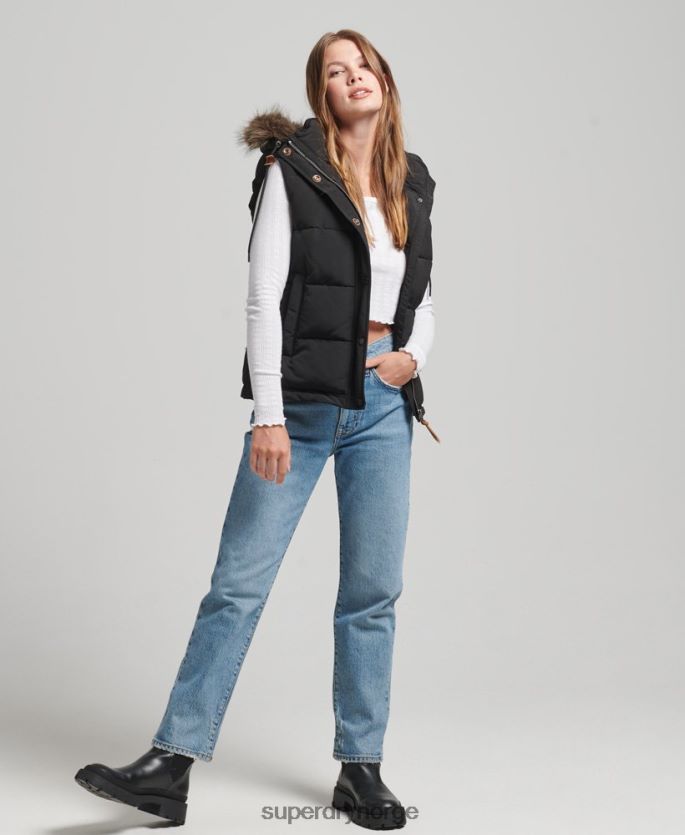 Superdry svart klær 86P46D3677 everest faux pels gilet kvinner