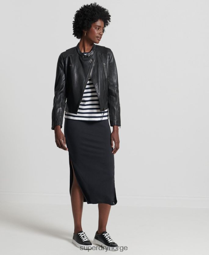 Superdry svart klær 86P46D3717 klassisk racerjakke i skinn kvinner