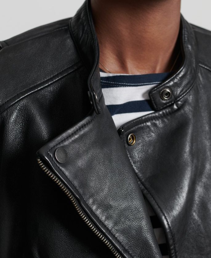 Superdry svart klær 86P46D3717 klassisk racerjakke i skinn kvinner