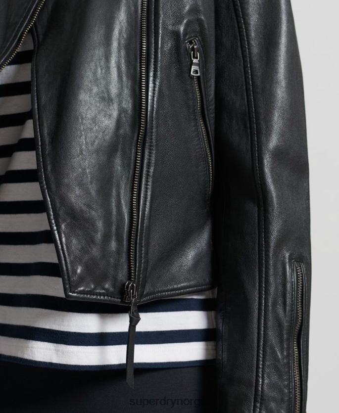 Superdry svart klær 86P46D3717 klassisk racerjakke i skinn kvinner