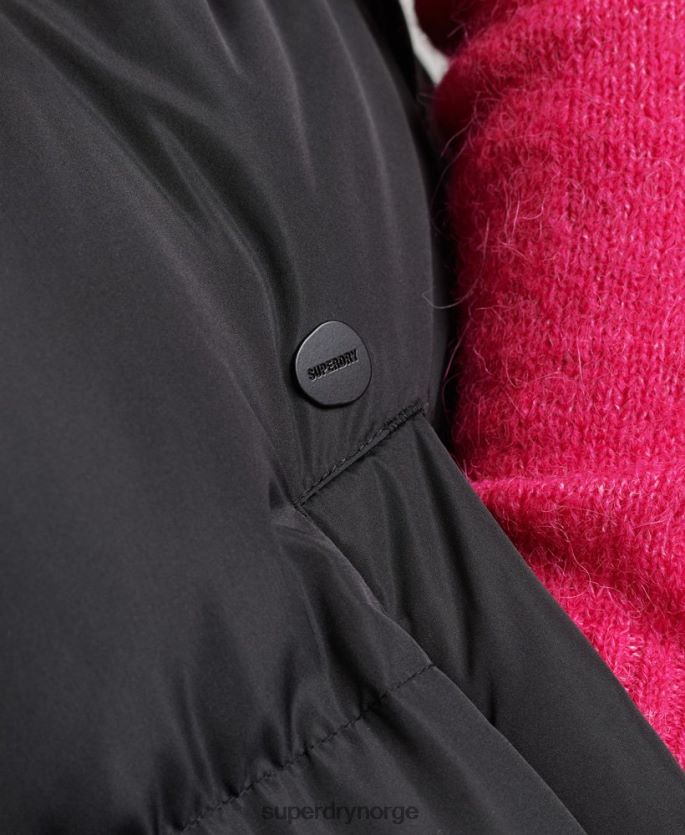 Superdry svart klær 86P46D3720 langline hette polstret vest kvinner