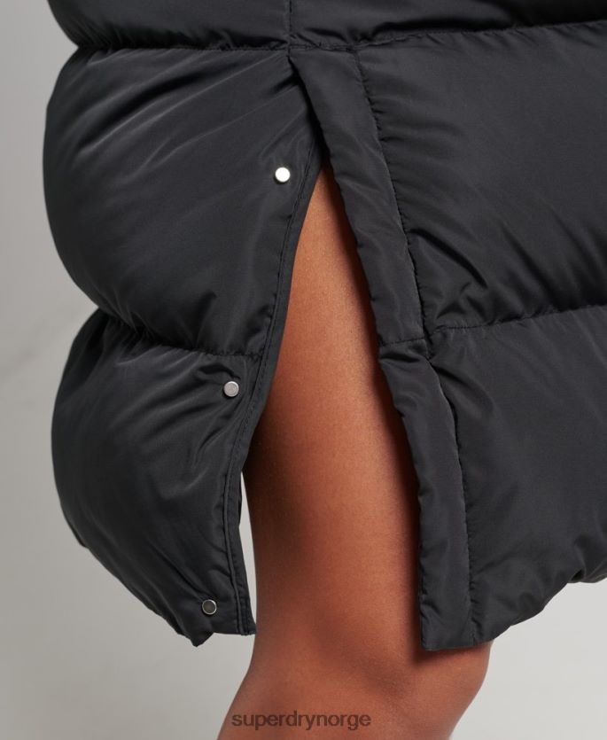 Superdry svart klær 86P46D3720 langline hette polstret vest kvinner