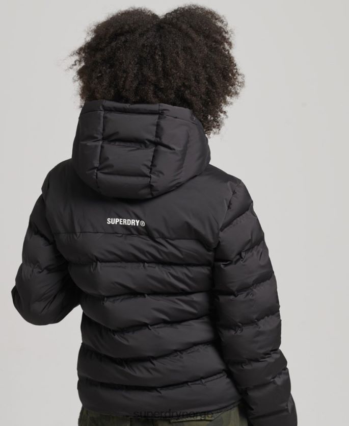Superdry svart klær 86P46D3726 varmeforseglet polstret jakke kvinner