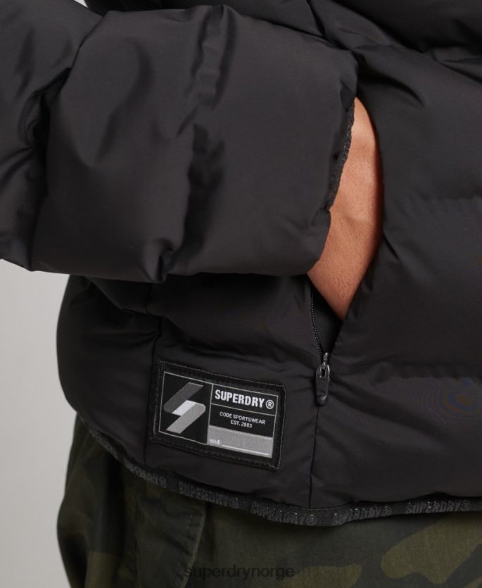Superdry svart klær 86P46D3726 varmeforseglet polstret jakke kvinner