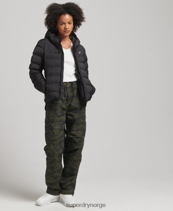 Superdry svart klær 86P46D3726 varmeforseglet polstret jakke kvinner