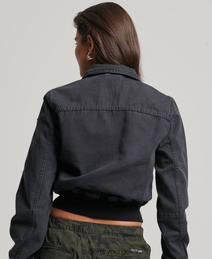 Superdry svart klær 86P46D3733 indie club canvas jakke kvinner