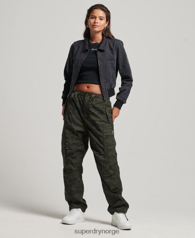 Superdry svart klær 86P46D3733 indie club canvas jakke kvinner