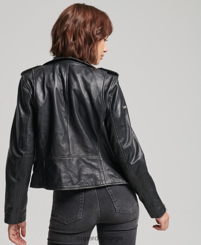 Superdry svart klær 86P46D3735 rylee bikerjakke i skinn kvinner