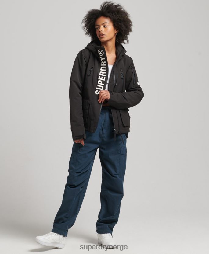 Superdry svart klær 86P46D3742 ultimate sd-vindjakke med hette kvinner