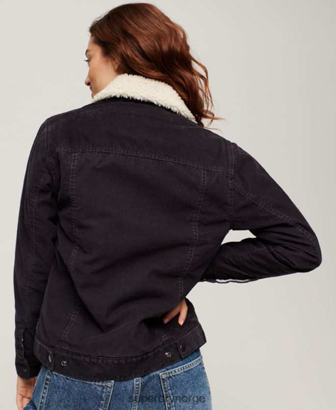 Superdry svart klær 86P46D3817 sherpa cord trucker jakke kvinner