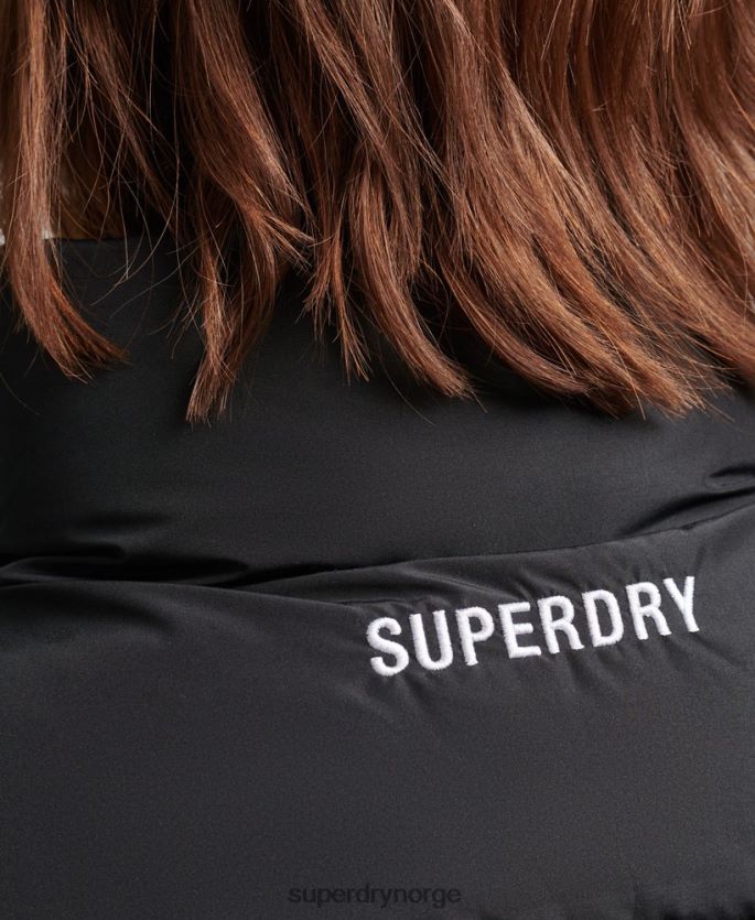 Superdry svart klær 86P46D3851 sports puffer overdimensjonert vest kvinner