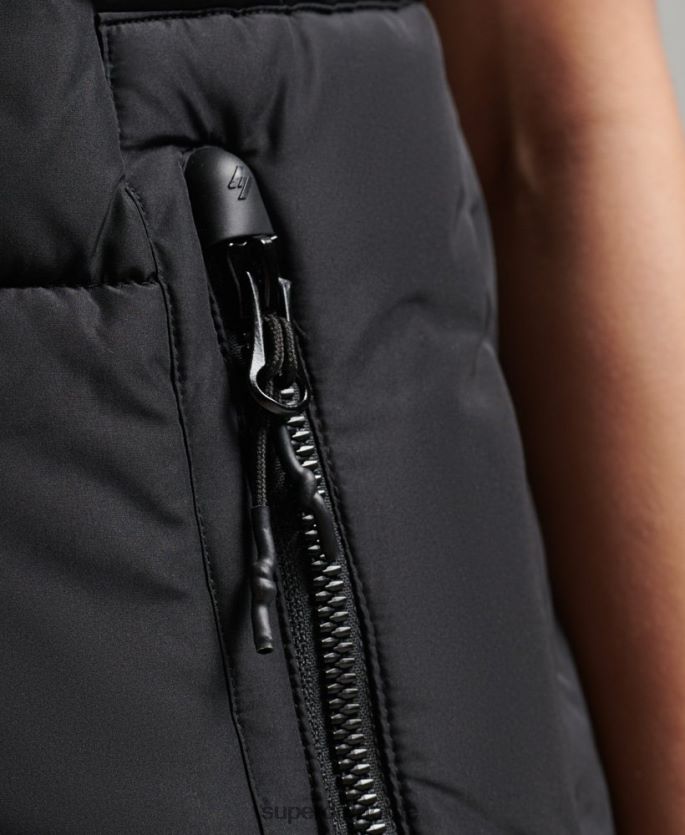 Superdry svart klær 86P46D3851 sports puffer overdimensjonert vest kvinner
