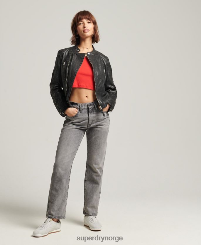 Superdry svart klær 86P46D5410 klassisk racerjakke i skinn kvinner