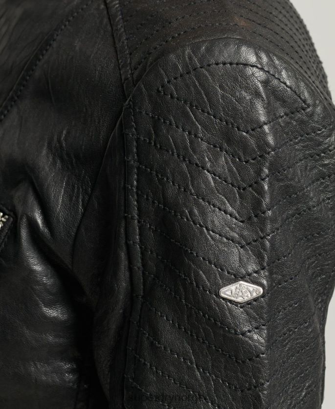Superdry svart klær 86P46D5410 klassisk racerjakke i skinn kvinner