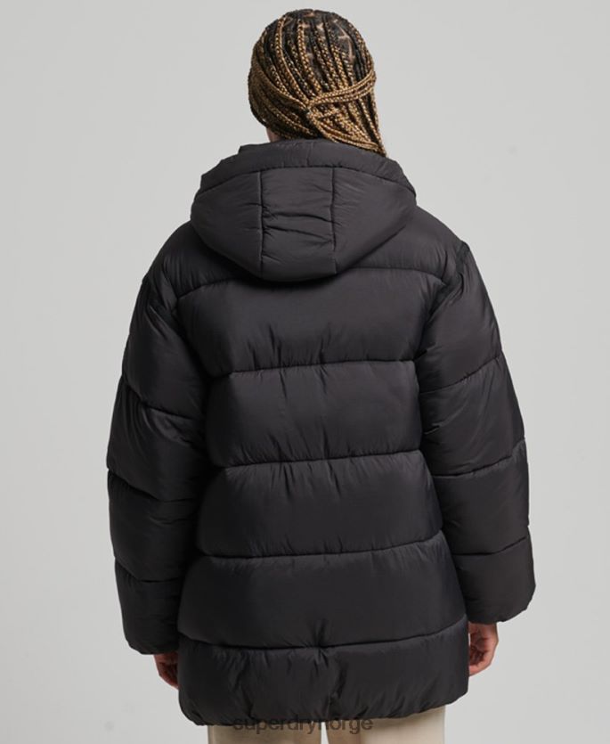 Superdry svart klær 86P46D5435 xpd cocoon vattert parkajakke kvinner