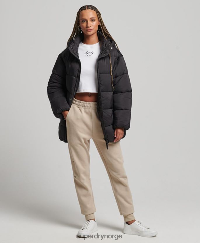 Superdry svart klær 86P46D5435 xpd cocoon vattert parkajakke kvinner
