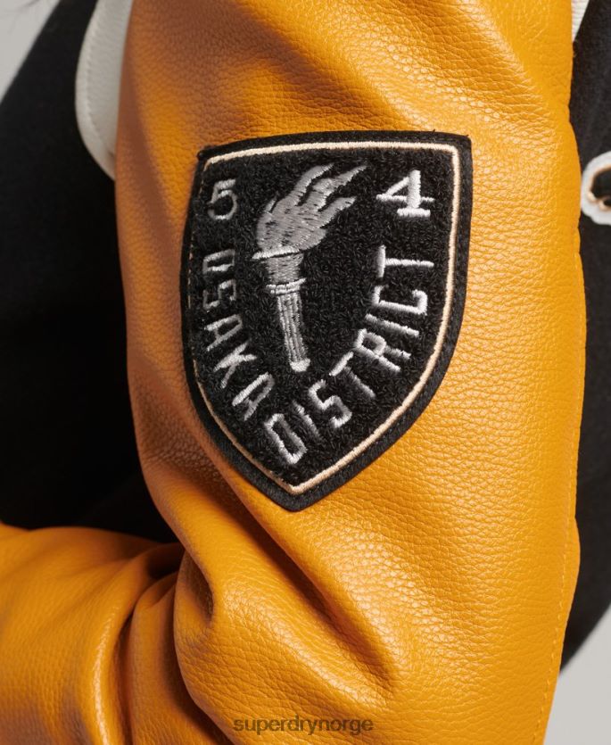 Superdry svart klær 86P46D5467 varsity ull pu bomberjakke kvinner