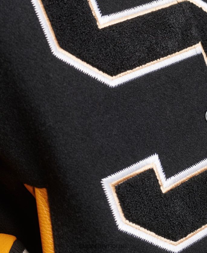 Superdry svart klær 86P46D5467 varsity ull pu bomberjakke kvinner