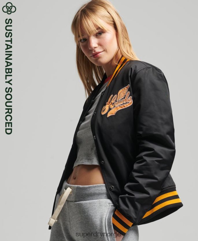 Superdry svart klær 86P46D5492 vintage varsity bomberjakke kvinner