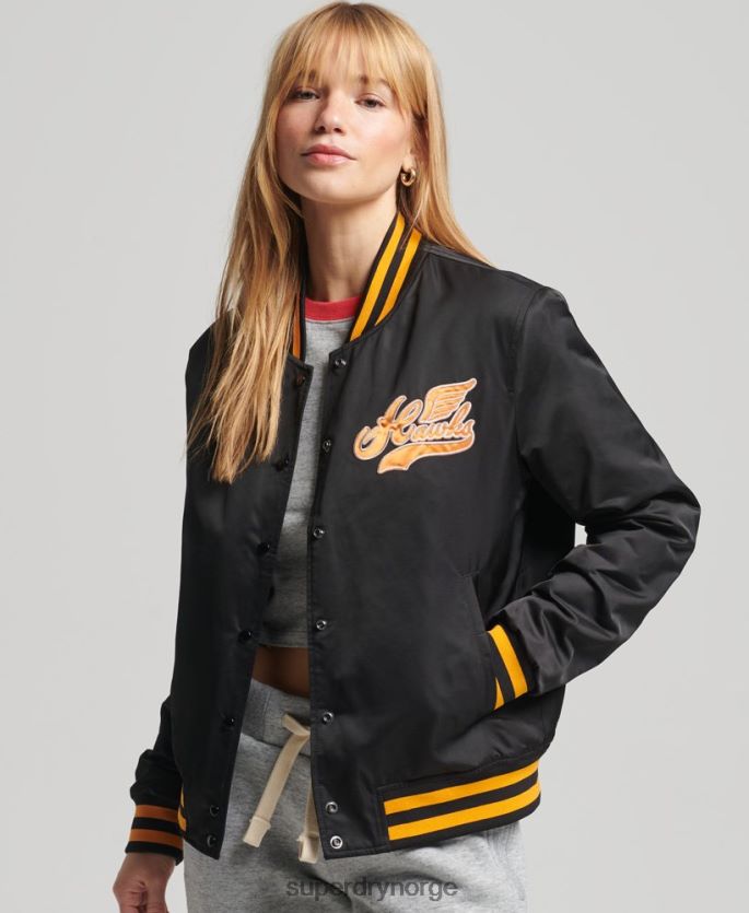 Superdry svart klær 86P46D5492 vintage varsity bomberjakke kvinner