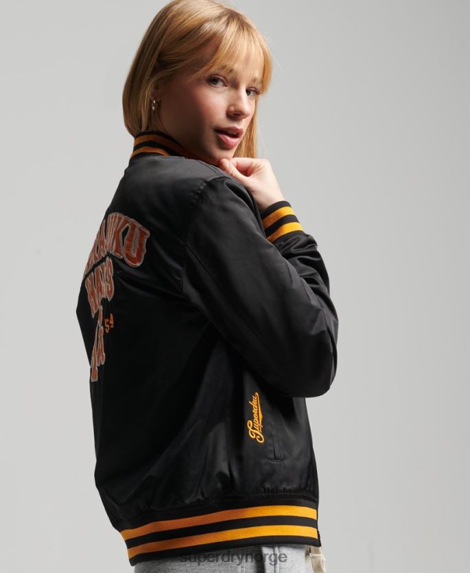 Superdry svart klær 86P46D5492 vintage varsity bomberjakke kvinner